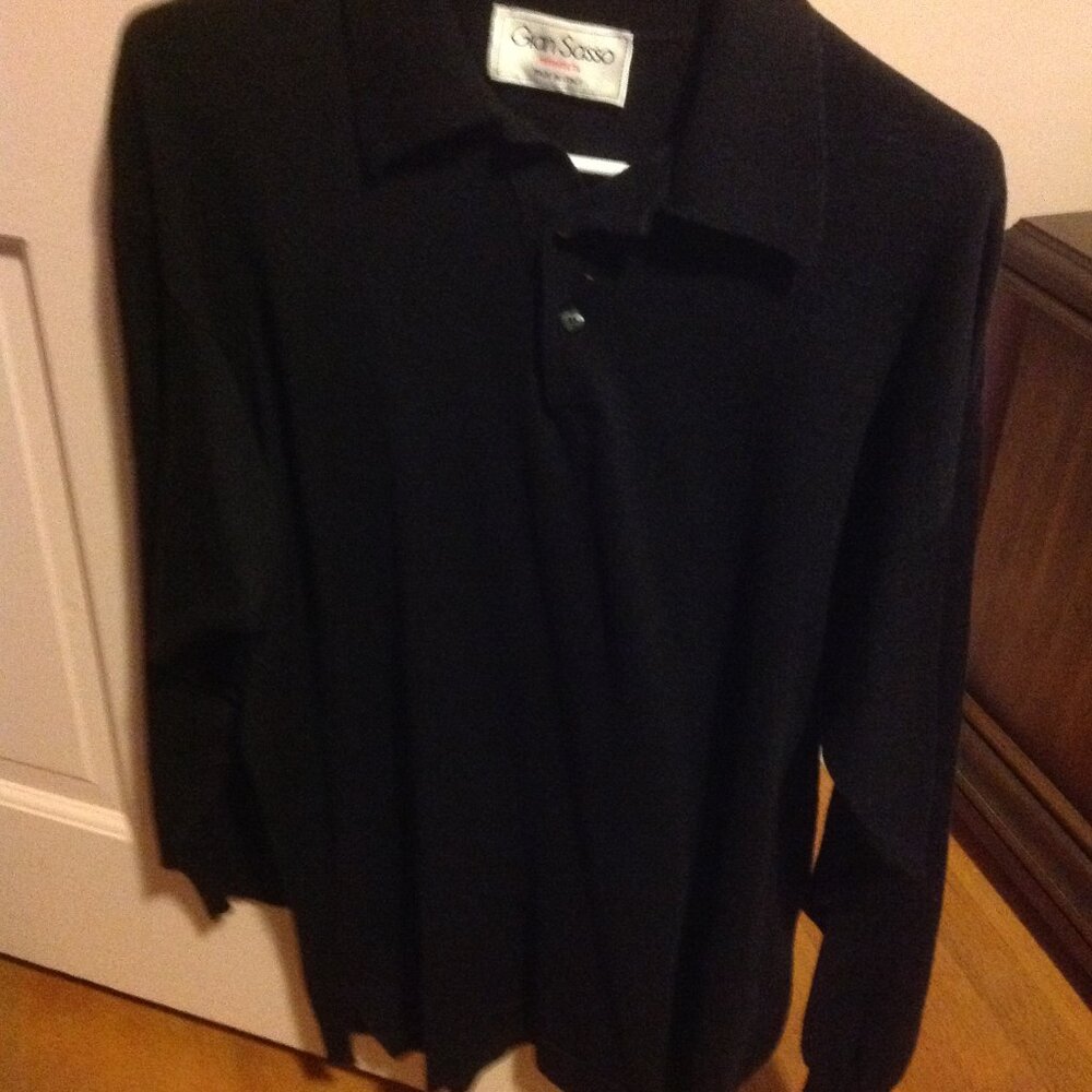 Gran Sasso Men's Large Long Sleeve 3 Button Pullover Polo Shirt - Made in Italy